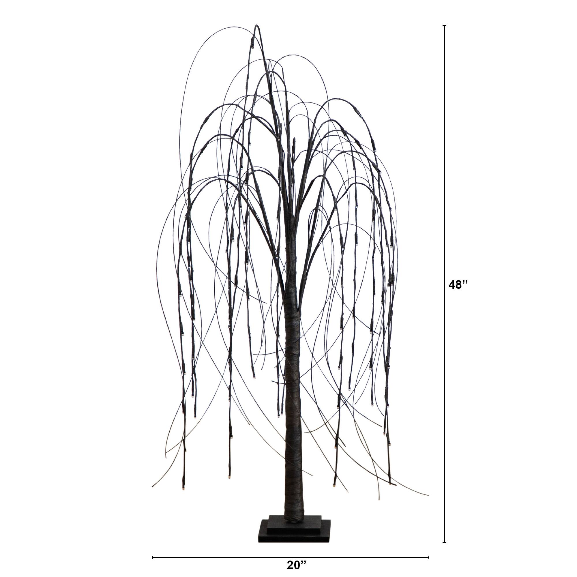 4ft. Orange & Purple LED Pre-Lit Halloween Black Willow Artificial Fall Tree